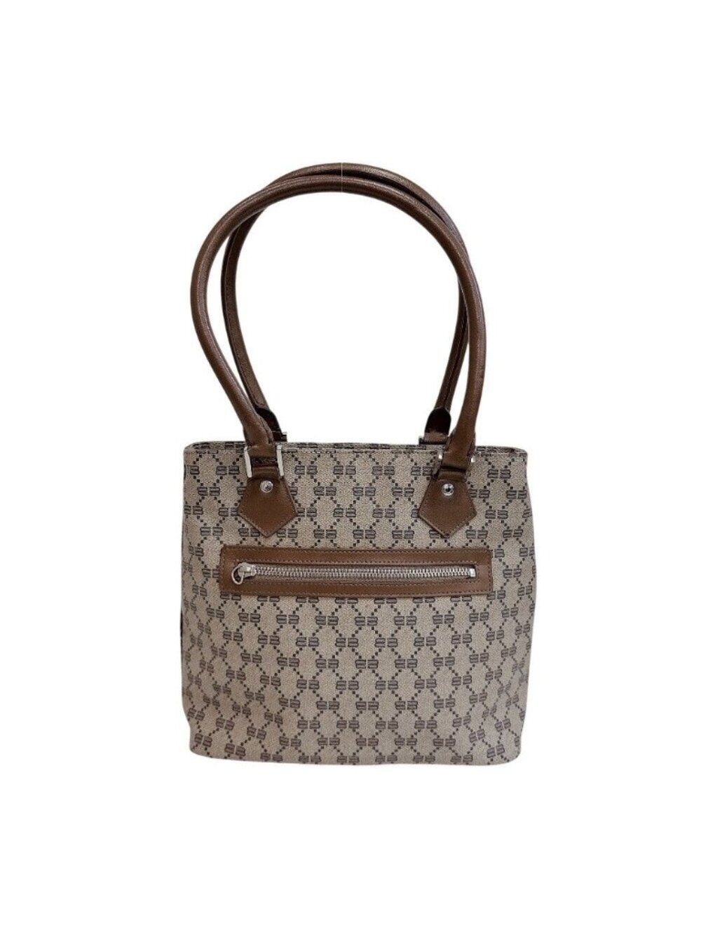 Balenciaga All Over Print BB Pattern Handbag Brown